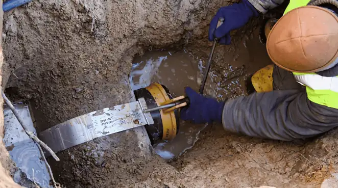 Technician performing underground drainage repair for foundation protection and gutter systems in Chandler, AZ